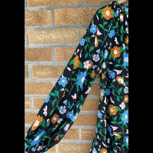 KATE SPADE NEW YORK KATE SPADE Floral Garden Tulip Dress In Black LARGE - Picture 3 of 13